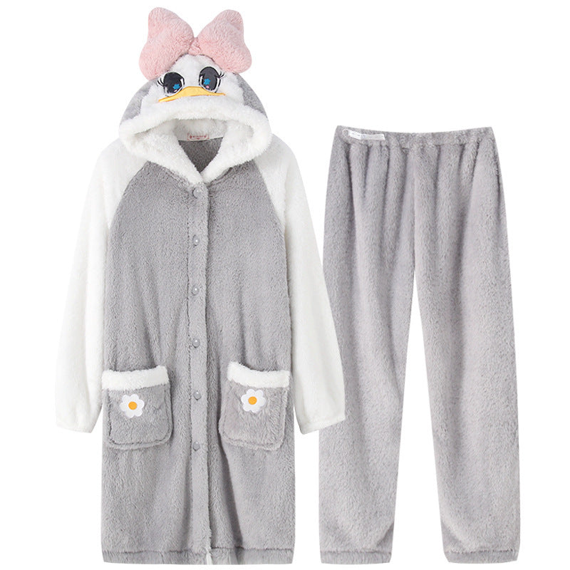 Flannel Two-piece Maternity Nursing Homewear
