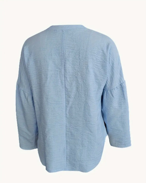Women'S V-Neck Long Sleeve Shirt With Letter Print