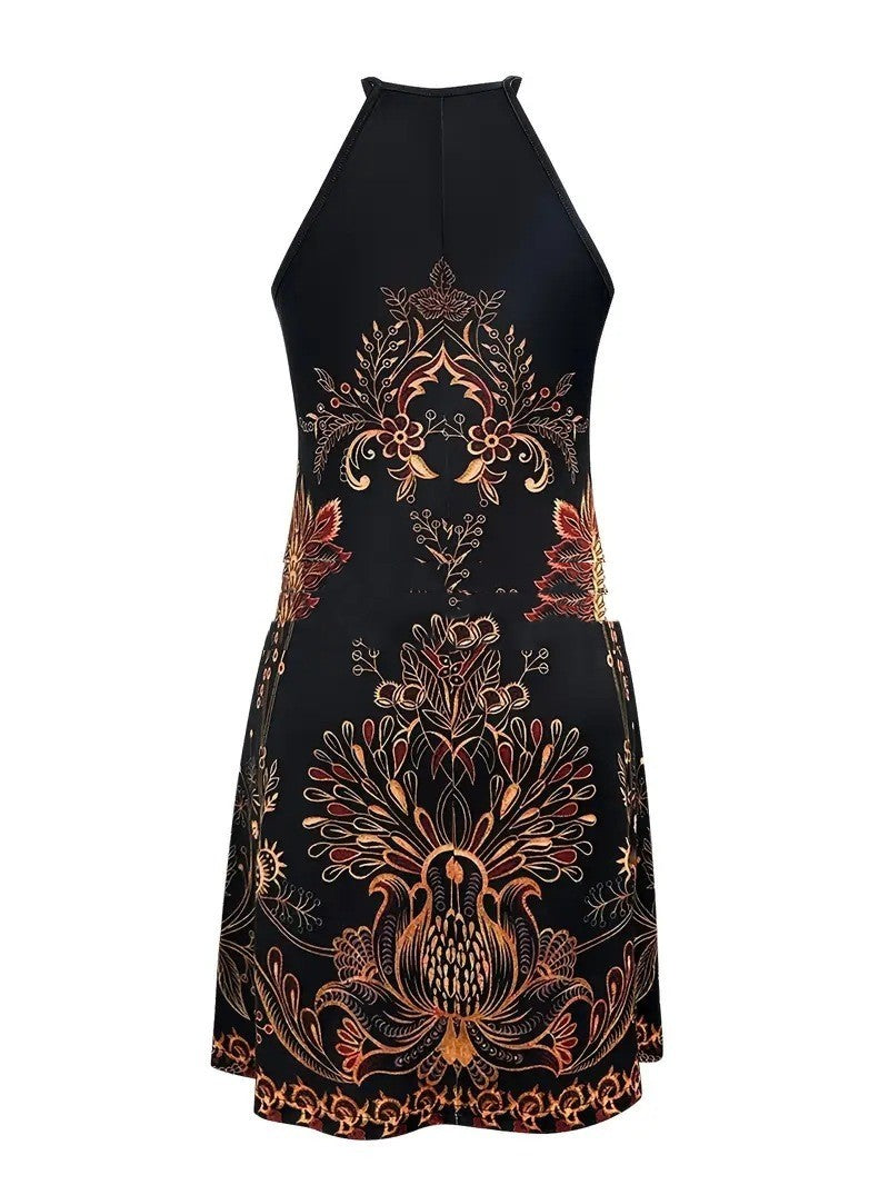 Women's Open-arm Ethnic Printed Breathable Dress