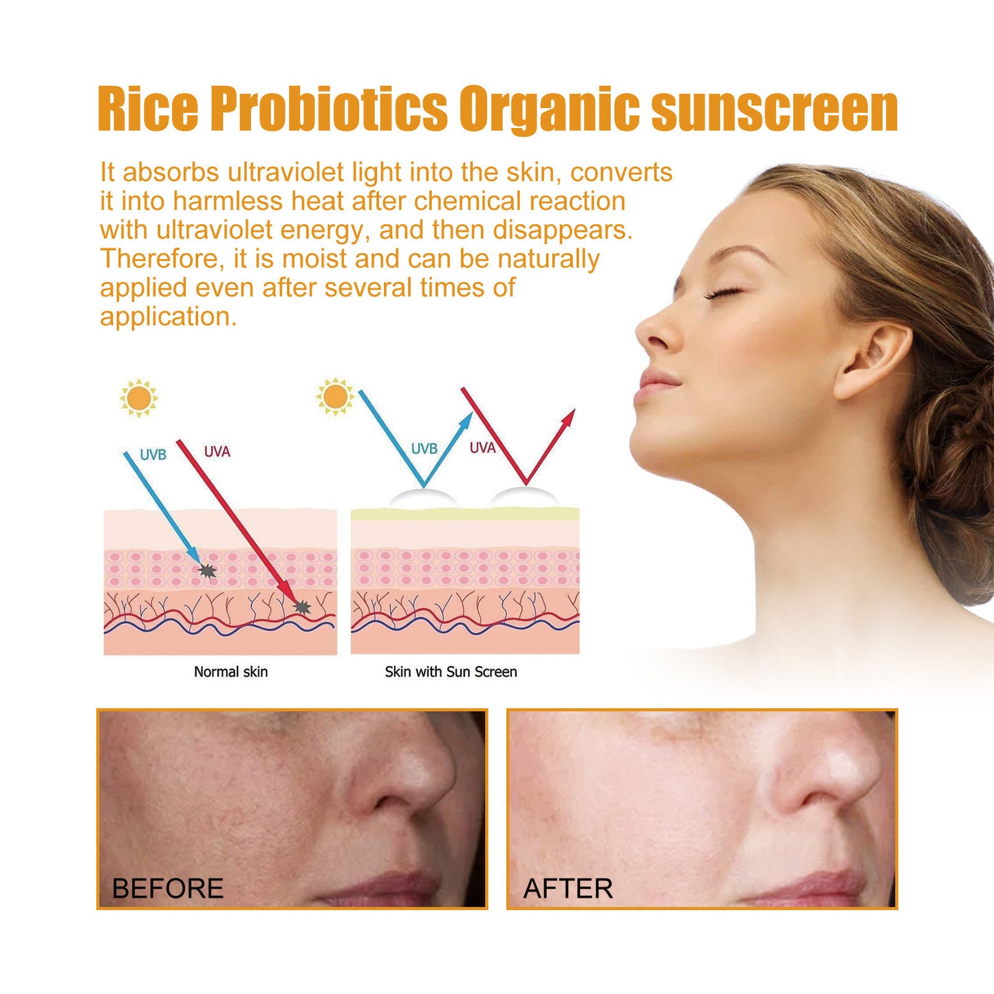 Probiotics Rice Organic Protective Cream Protection Non-greasy
