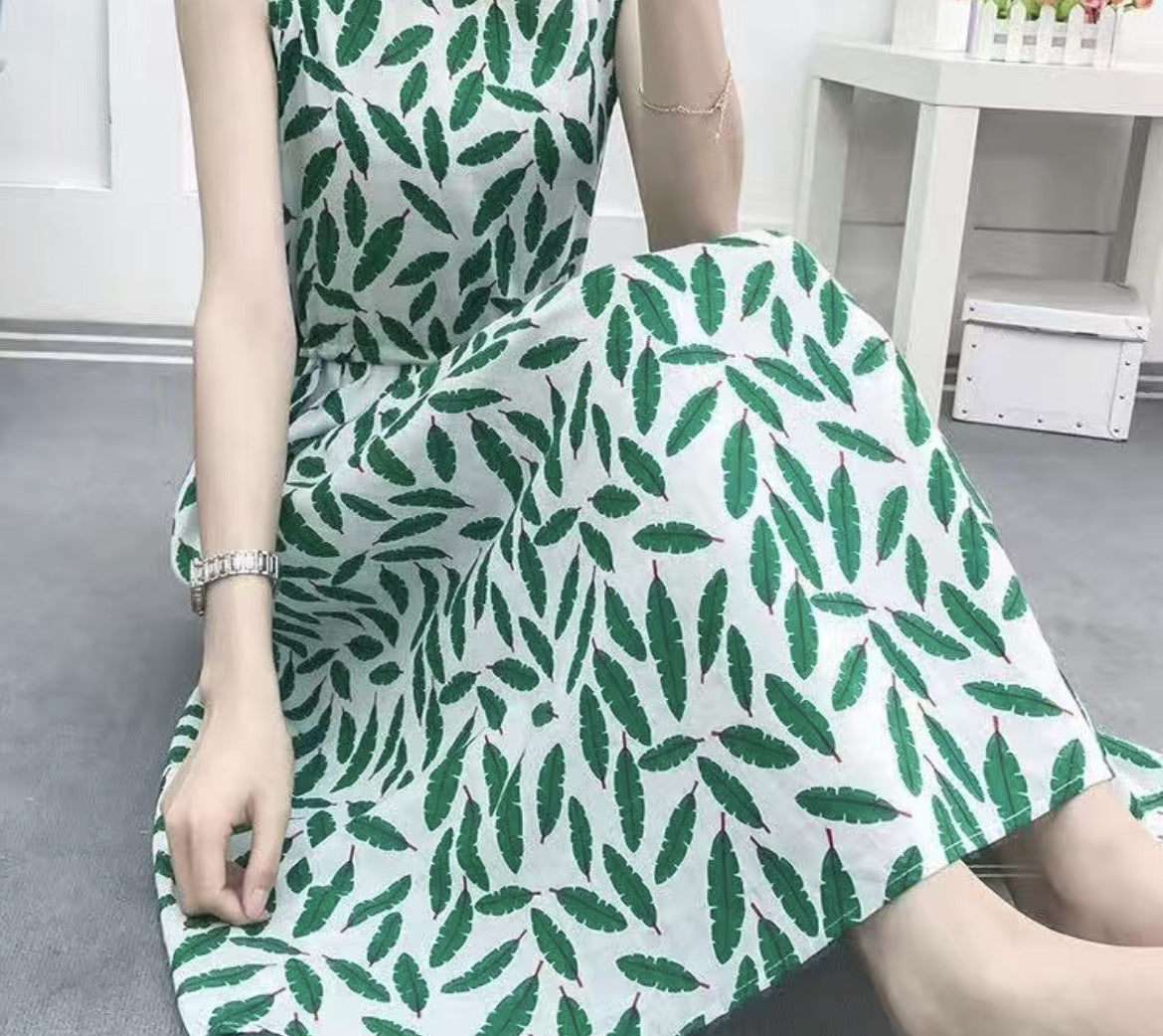 Ethnic Style Dress Women's Cotton Silk Belt Beach Dress With Suspenders