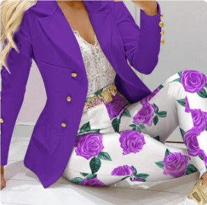 Women's Solid Color Temperament Commute Casual Suit - BabynBeauty