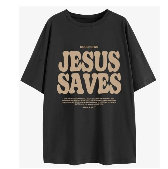 Personalized Fashion Letters Printed Cotton Short-sleeved T-shirt