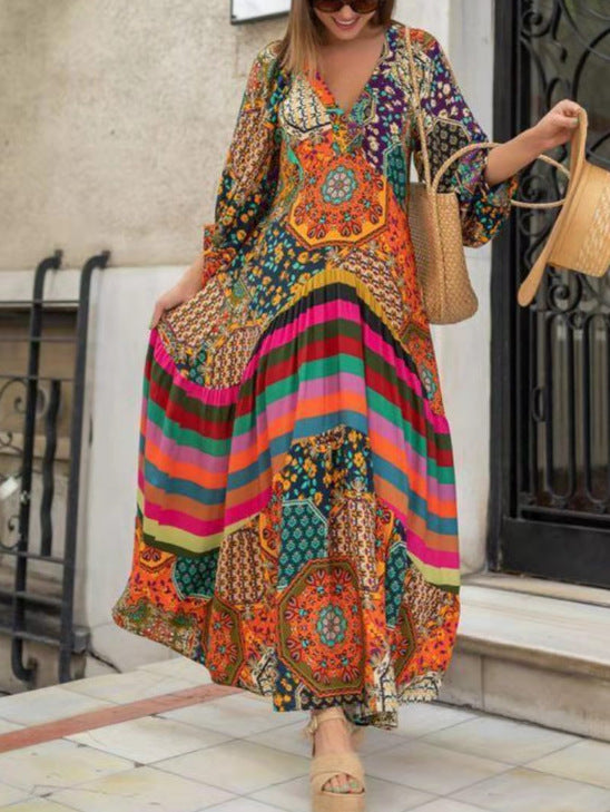 Women's Fashion Extra Long Ethnic Style Dress