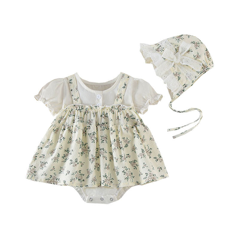 Clothes For Babies Summer Princess Super Cute Thin Bodysuit Printed Short Sleeve Internet Celebrity Romper