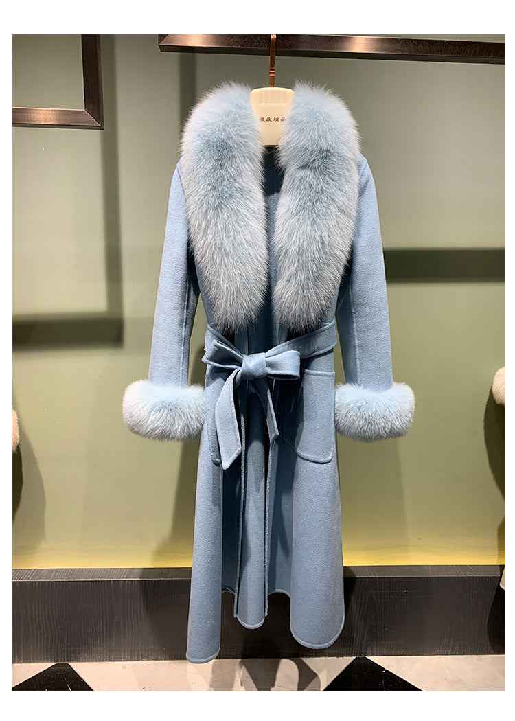 Winter Warm Lace-up Long Woolen Coat