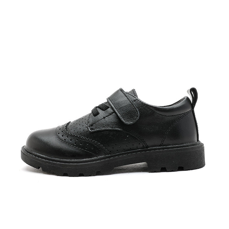 Children's Hollowed Out Fashionable British Style Cowhide Shoes