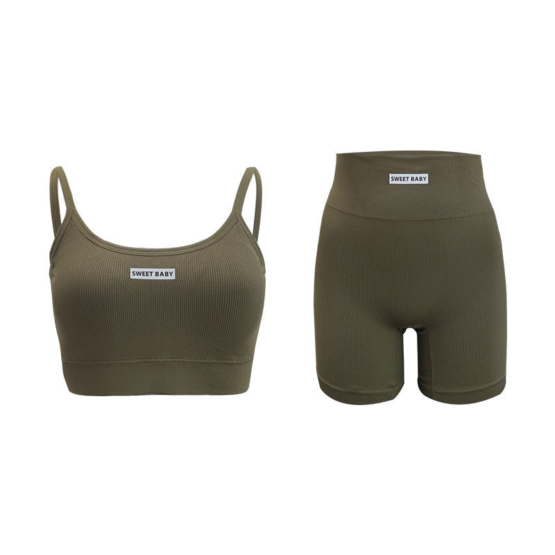 High Waist Strap Yoga Suit Women's Sports Bra