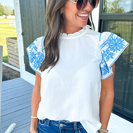 Summer Women's Special-interest Design Chiffon Shirt Short-sleeved Top