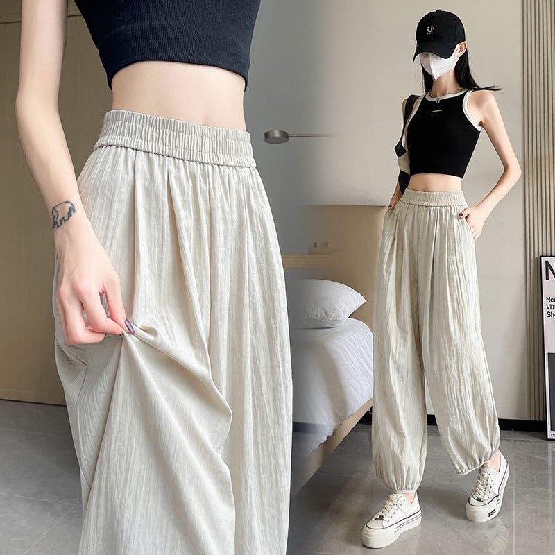Ice Silk Quick-drying Cropped Sun Protection Ankle Banded Pants