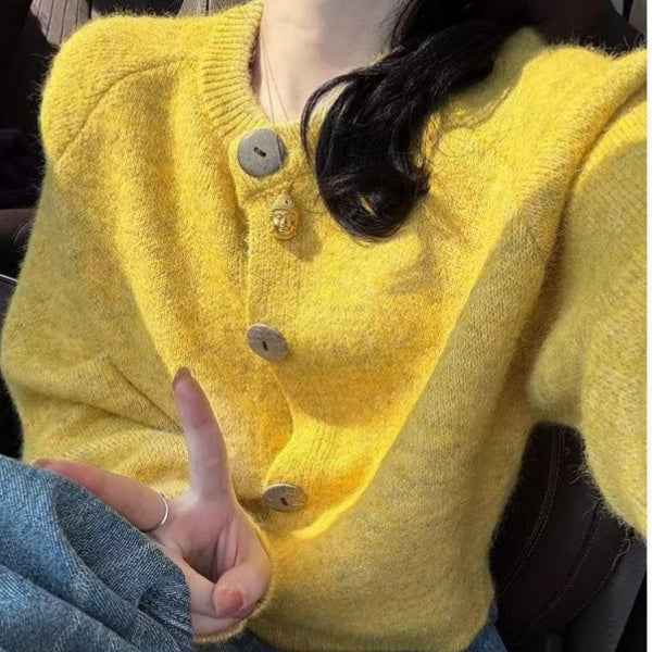 Loose Knitted Cardigan Women Wear Lazy Sweater Coat