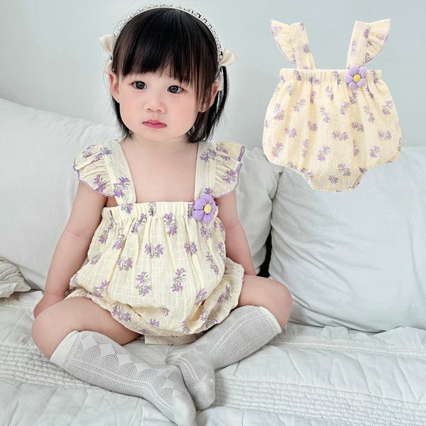 Western Princess Style Baby Girl Sling Onesie Baby's Triangle Romper Thin Bodysuit Romper - BabynBeauty