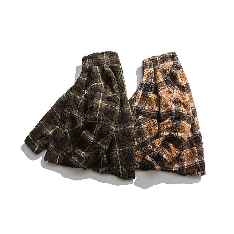 Winter lamb velvet stand collar cotton jacket