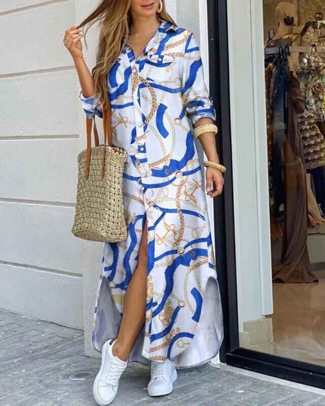 Fashion Women Sexy Shirt Long Skirt Dress