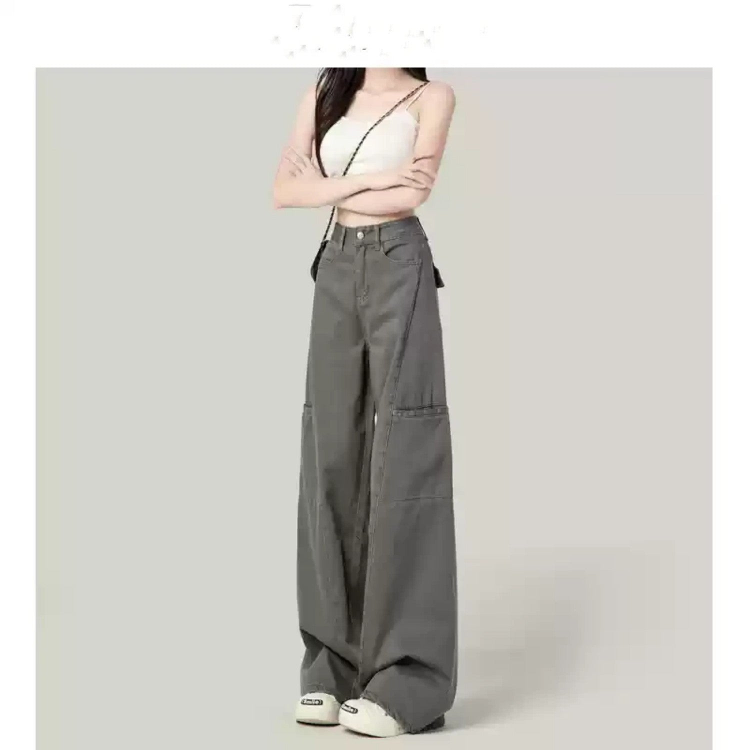 Cement Gray American Wide Leg Work Pants - BabynBeauty