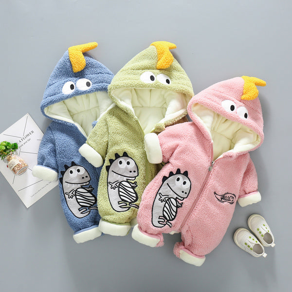 Thickened Rompers Men's And Women's Baby Cotton Clothes Plus Velvet Quilted - BabynBeauty