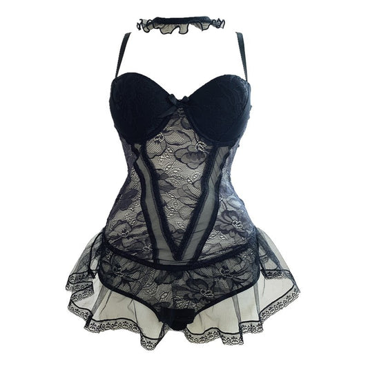 Lace suspender nightdress