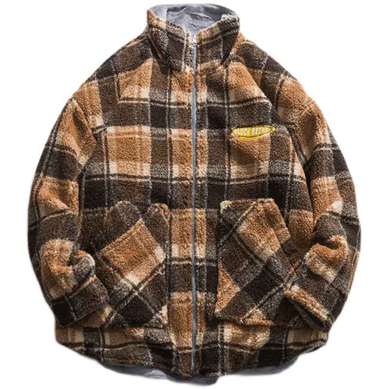 Winter lamb velvet stand collar cotton jacket