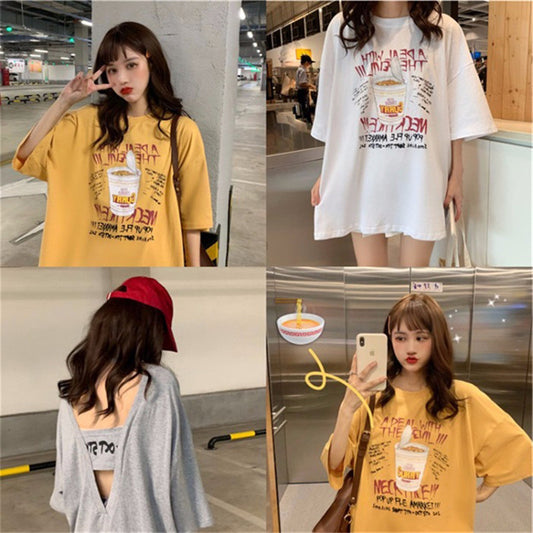 Western Style Loose Korean Halter Sexy Short-sleeved T-shirt