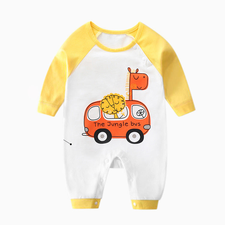 Spring and Autumn Newborn Infant Boxer One-piece Rompers for Men and Women Baby Rompers Long Sleeve Rompers Outing Clothes