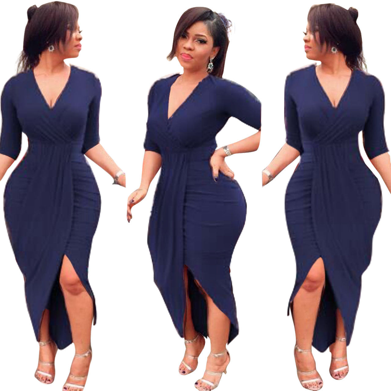 New Sexy Tight-fitting Long-sleeved V-neck Loose Dress