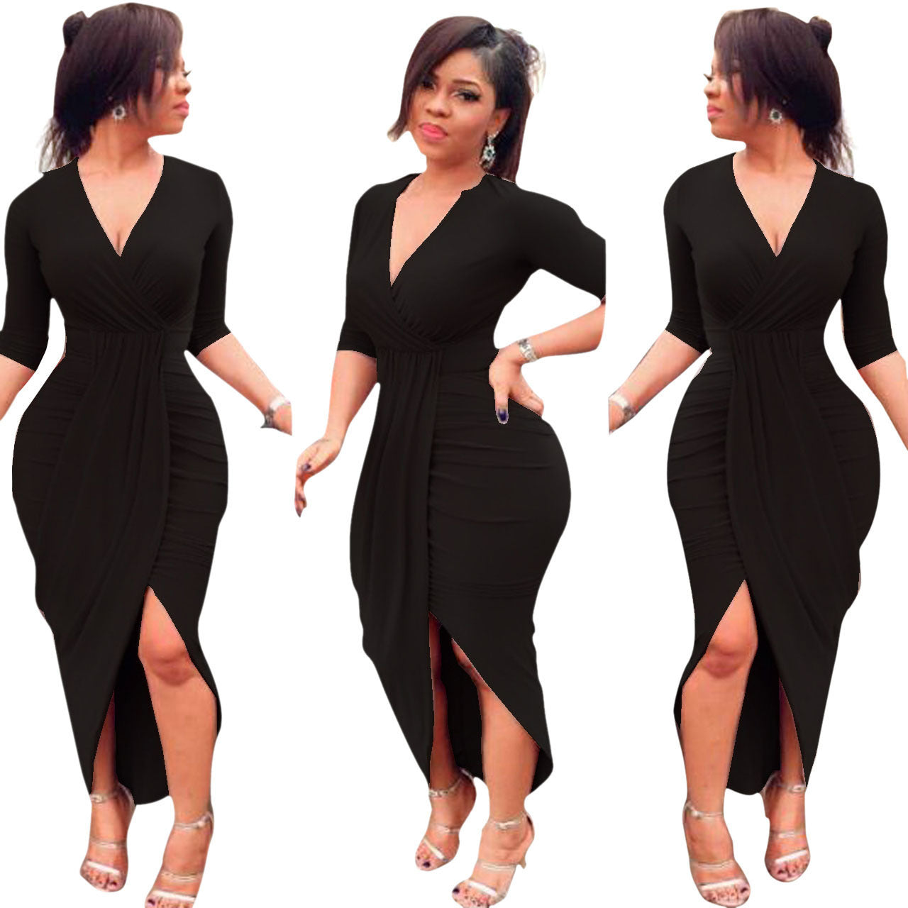 New Sexy Tight-fitting Long-sleeved V-neck Loose Dress