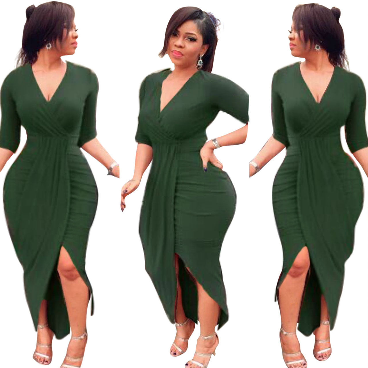 New Sexy Tight-fitting Long-sleeved V-neck Loose Dress