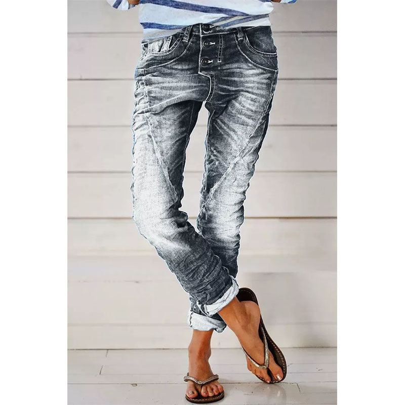 Drawstring Elastic Waist Washed Women's Casual Pants