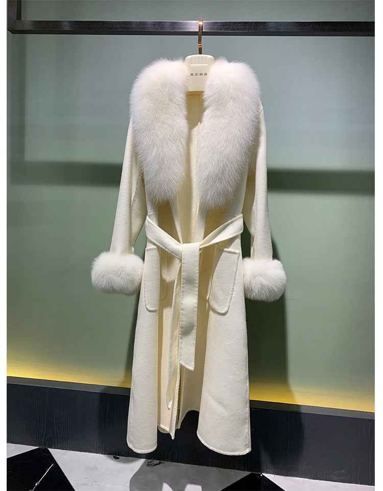 Winter Warm Lace-up Long Woolen Coat