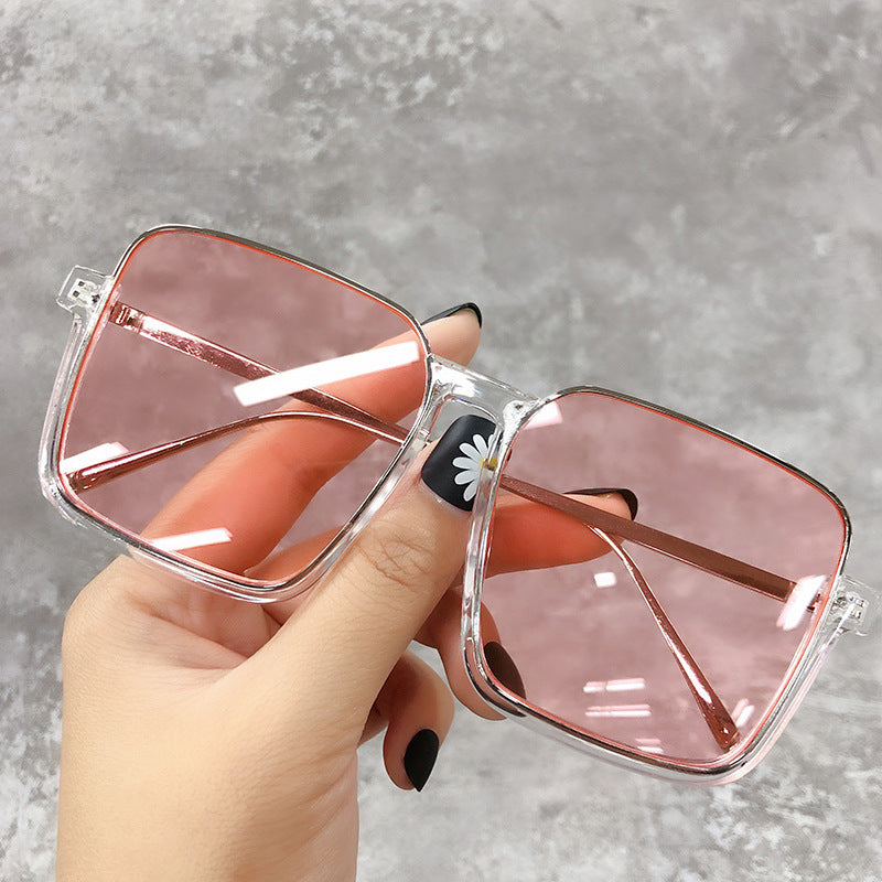 Women's Alloy Plastic Lower Semi-rimless Slimming Sun Glasses