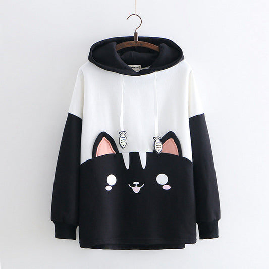 All-match Cartoon Sweater Printed Thin Velvet New Hoodie