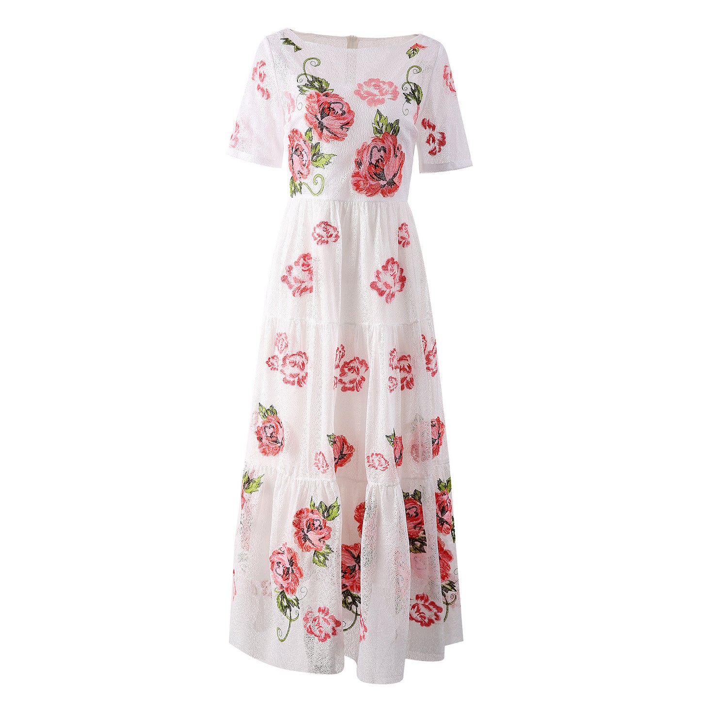 Embroidered Flower Lace Swing Dress - BabynBeauty