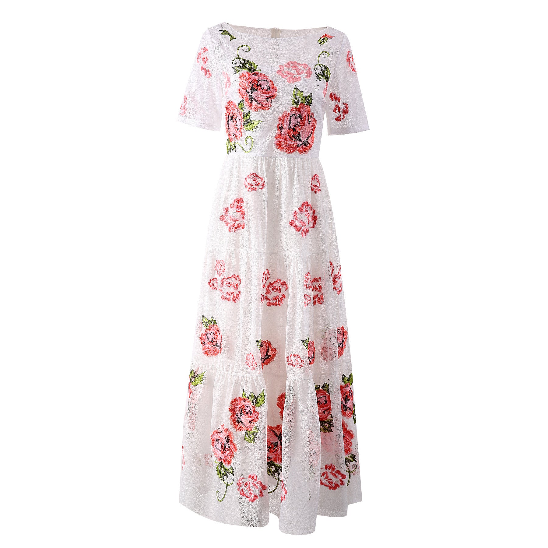 Embroidered Flower Lace Swing Dress - BabynBeauty