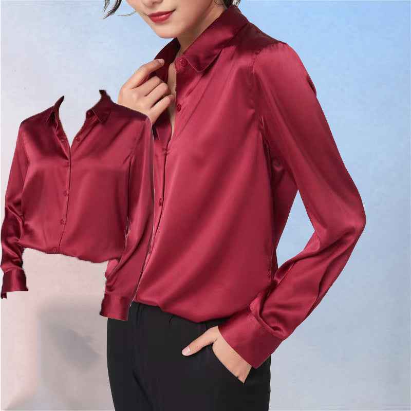 Women's Long-sleeved Satin Shirt