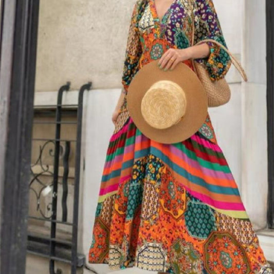 Women's Fashion Extra Long Ethnic Style Dress