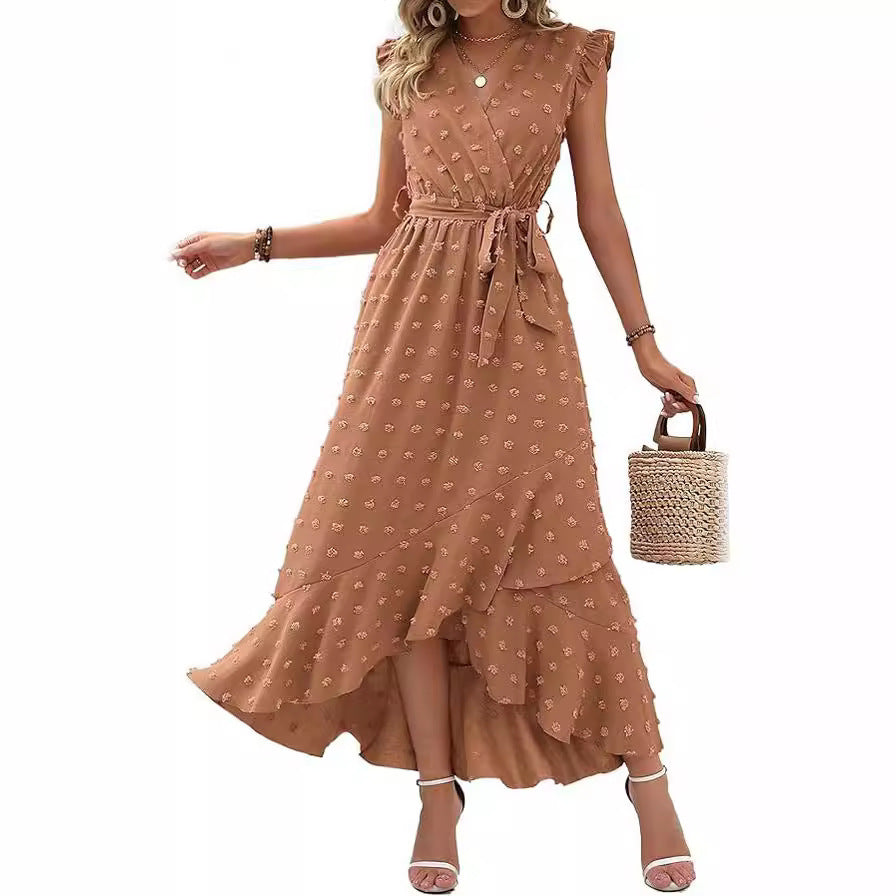 Dress Ruffle Sleeve S Wave Bohemia Elegant Maxi Dress