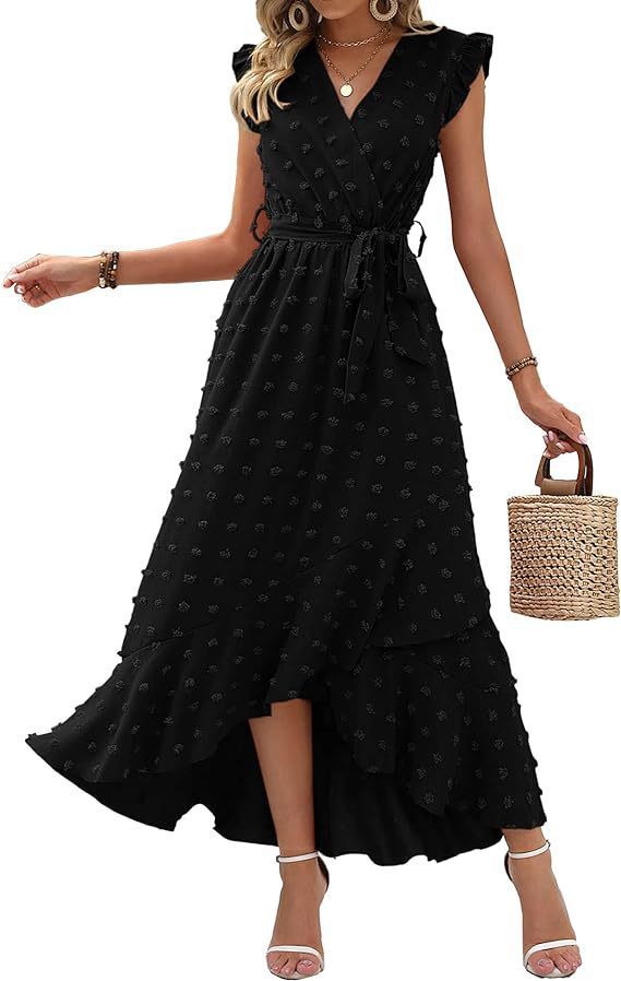 Dress Ruffle Sleeve S Wave Bohemia Elegant Maxi Dress