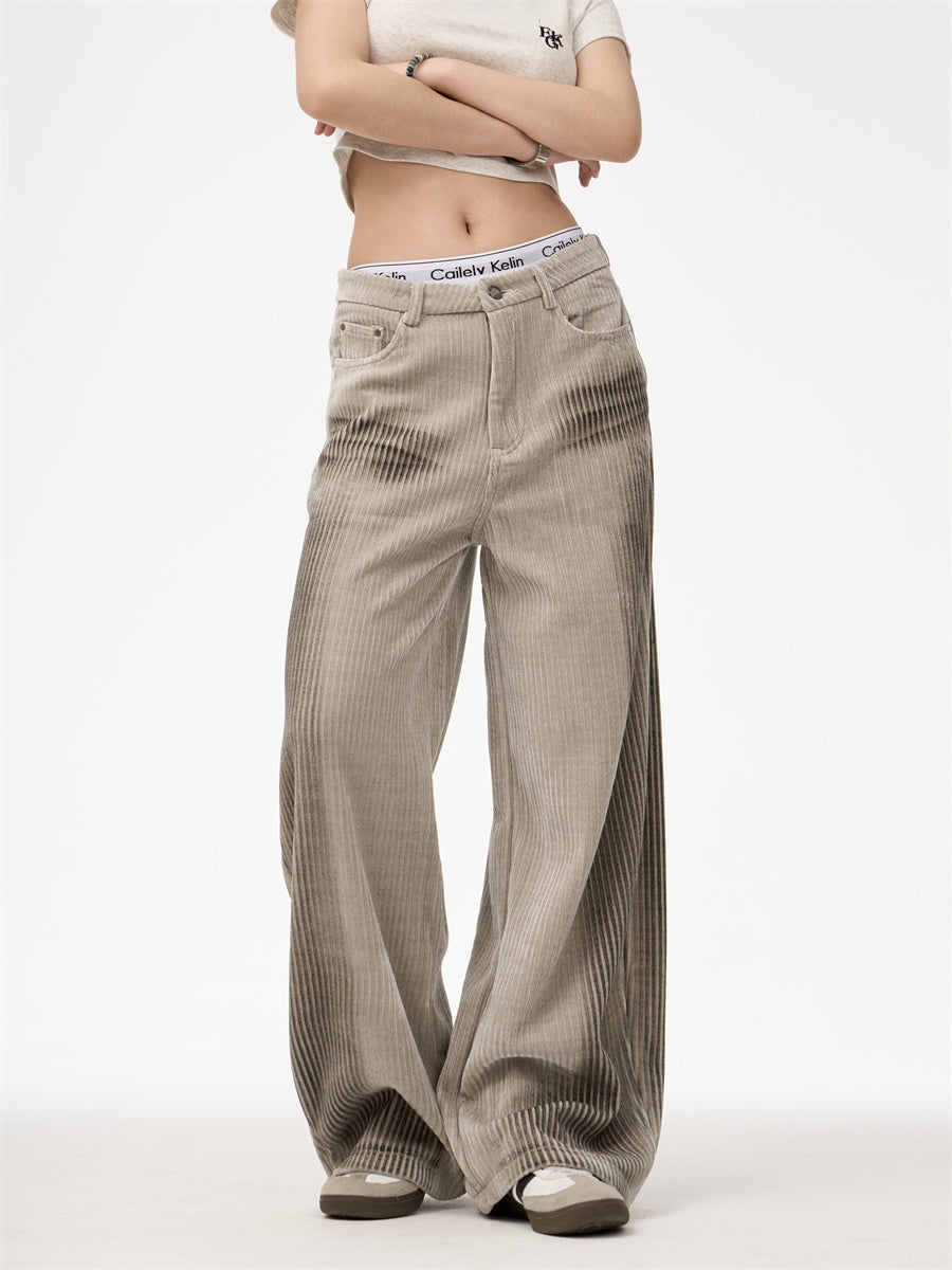 Corduroy Casual Straight Simple Wide Leg Dirty Pants
