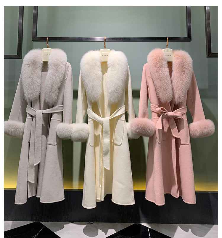 Winter Warm Lace-up Long Woolen Coat