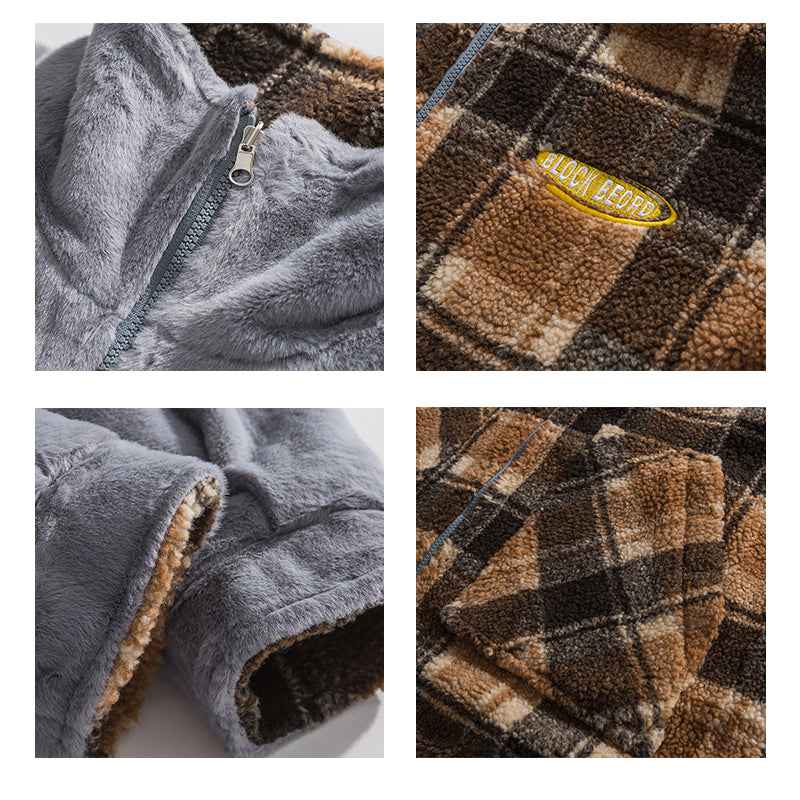 Winter lamb velvet stand collar cotton jacket