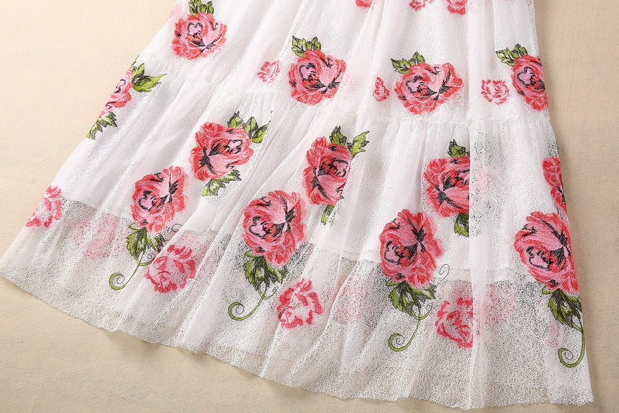 Embroidered Flower Lace Swing Dress - BabynBeauty