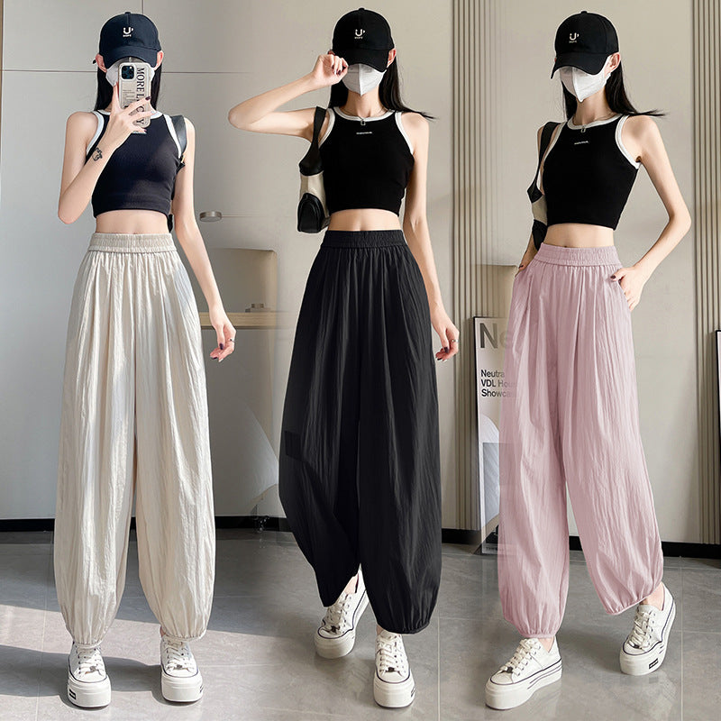 Ice Silk Quick-drying Cropped Sun Protection Ankle Banded Pants