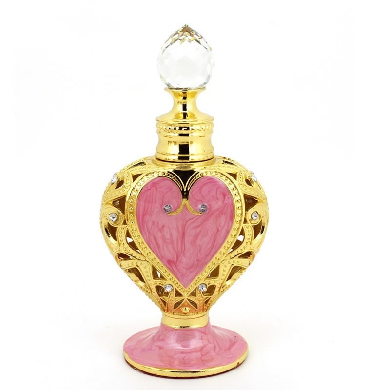 Heart-shaped Inlaid Ornamental Stone Middle East Perfume Bottle - BabynBeauty