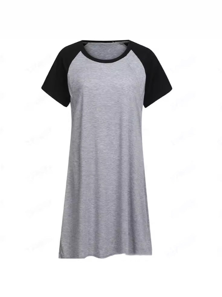 Maternity Clothes Round Neck Short Sleeve Nursing Opening Dress Pajamas