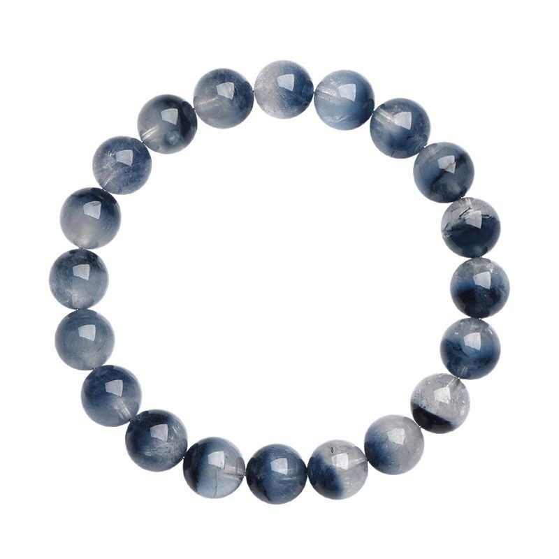 Natural Half Pot Blue Rabbit Hair Round Bead Bracelet
