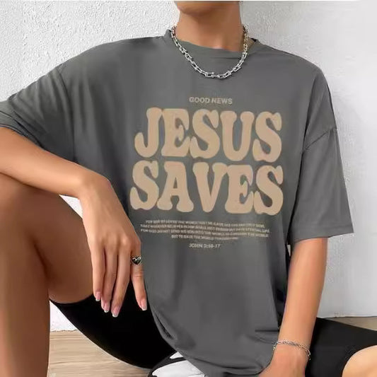 Personalized Fashion Letters Printed Cotton Short-sleeved T-shirt