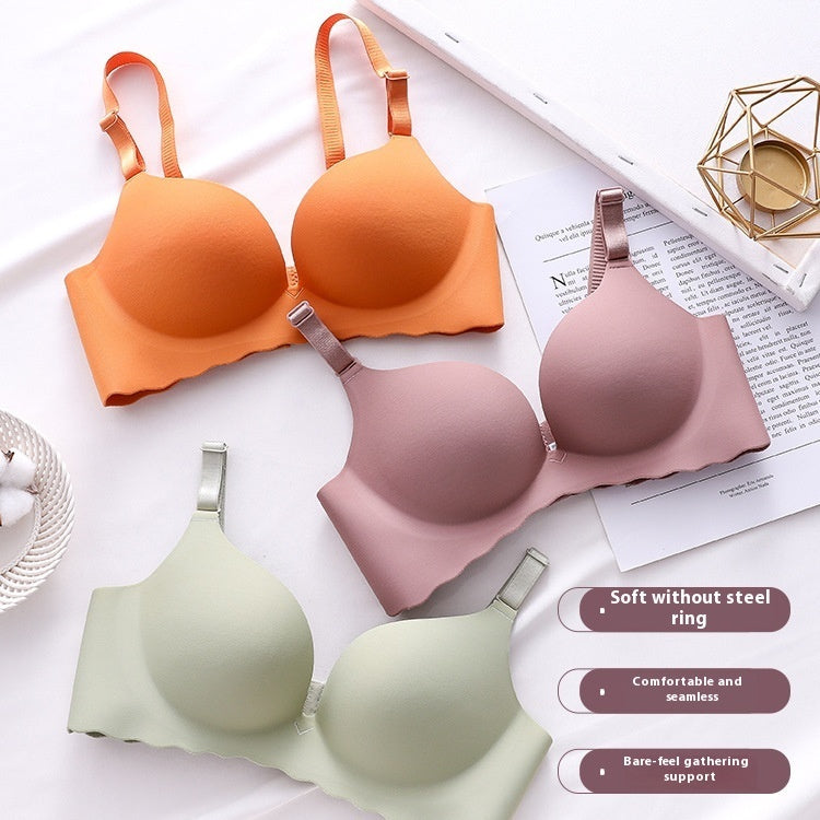 Women's Pure Color All-matching Macarons One Piece Underwear Bra-free - BabynBeauty