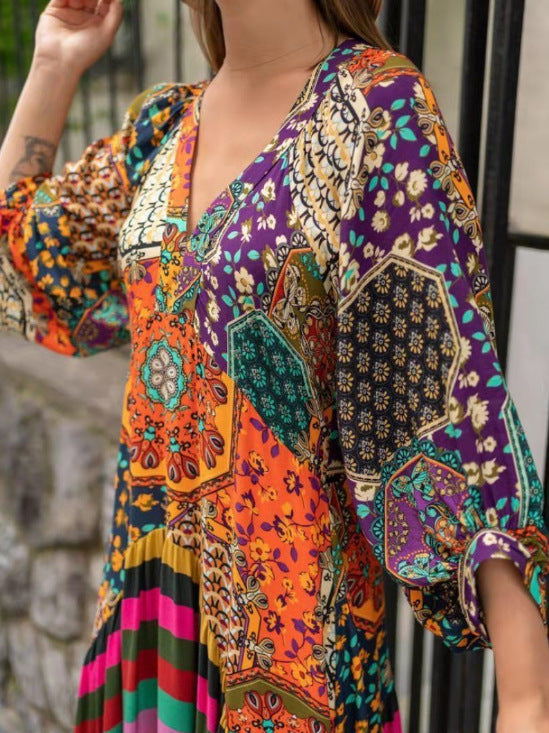 Women's Fashion Extra Long Ethnic Style Dress