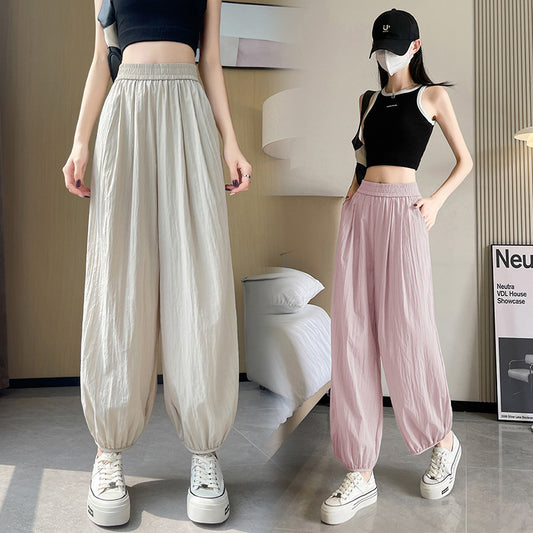 Ice Silk Quick-drying Cropped Sun Protection Ankle Banded Pants