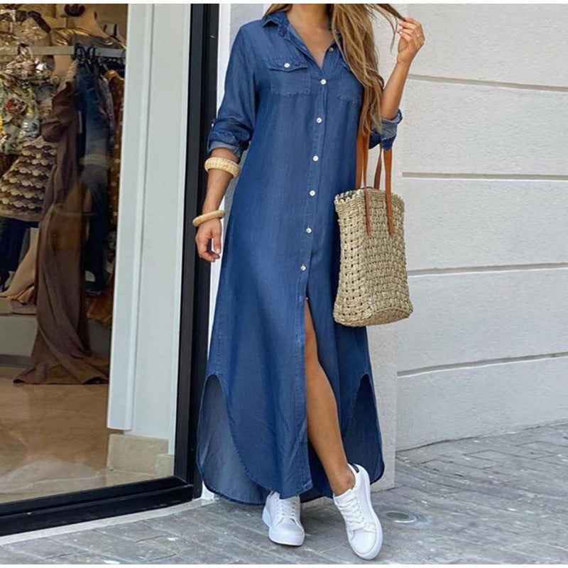 Fashion Women Sexy Shirt Long Skirt Dress
